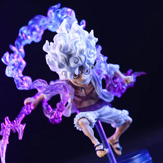 10cm Mini One Piece Luffy Gear 5 figura de acción Sun God Nika estatua Anime estatuilla Pvc modelo colección de muñecos juguete para regalo niños
